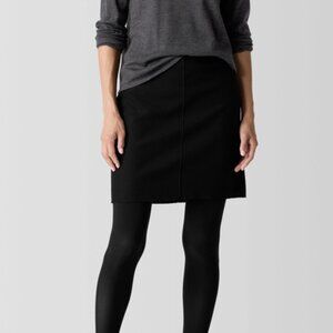Eileen Fisher Women's Black Felted Wool Jersey Mini Skirt in Regenerative Wool